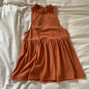 Mock Neck Open Back Babydoll Tank